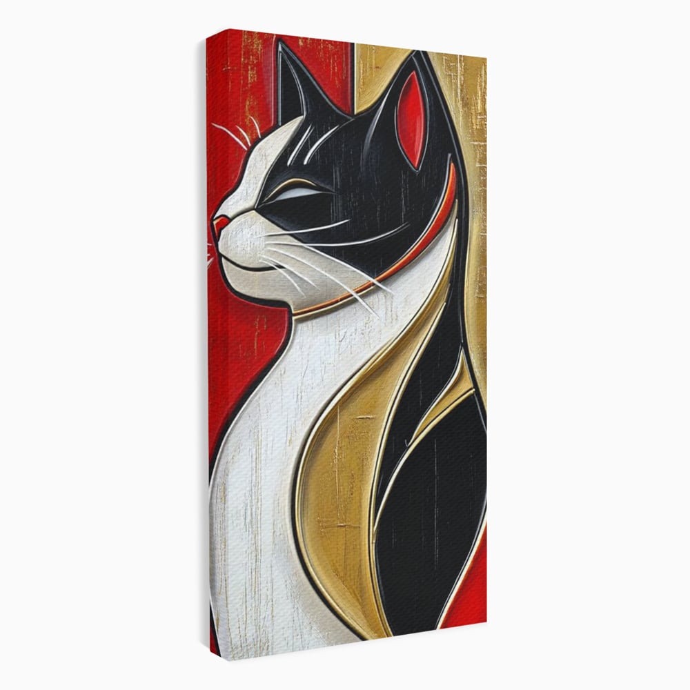 Tablou canvas cu tablou canvas cu pisica in profil, fara rama, pe sasiu de lemn
